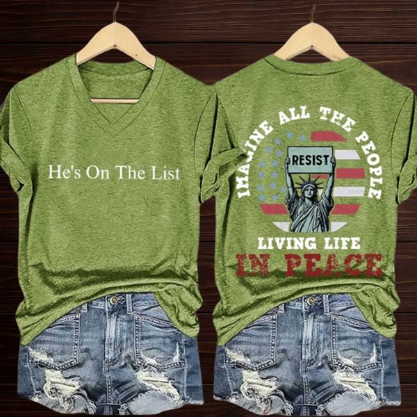 Imagine All The People Living Life In Peace Resist Shirt