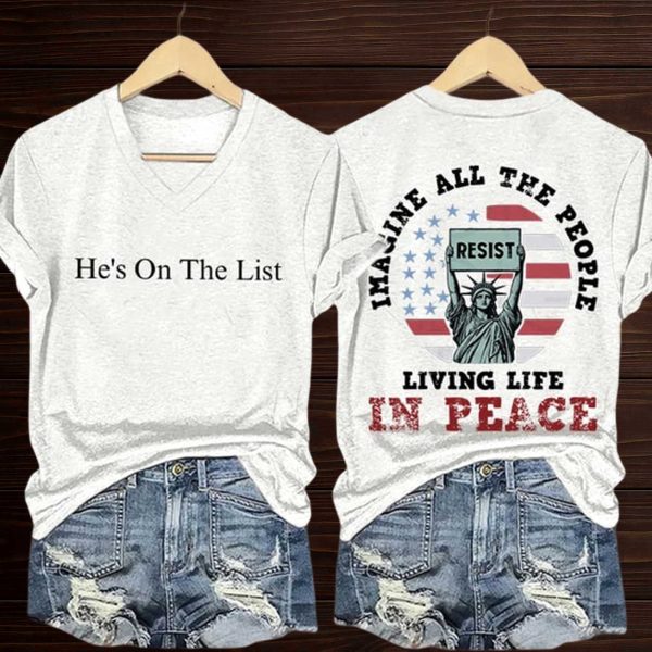 Imagine All The People Living Life In Peace Resist Shirt