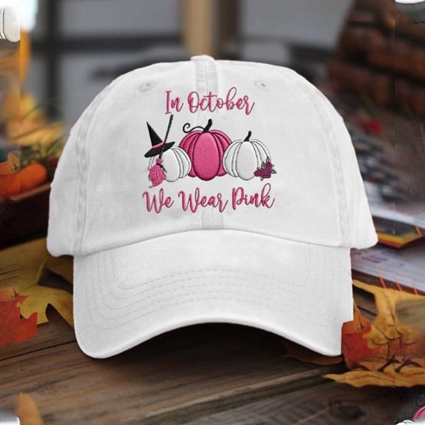 In October We Wear Pink Autumn Pink Pumpkin Hat 1