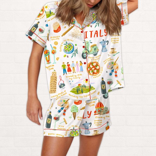 Italian Vacation Silky Satin Pajama Set 1