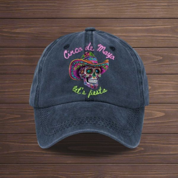 Cinco De Mayo Let's Fiesta Skull Sombrero Baseball Cap