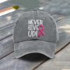 Never Give Up Pink Ribbon Breast Cancer Awareness Baseball Cap 3