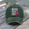 Never Give Up Pink Ribbon Breast Cancer Awareness Baseball Cap 6