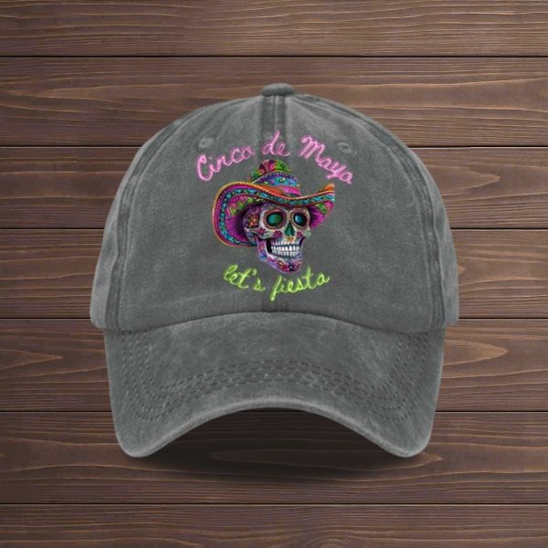 Cinco De Mayo Let's Fiesta Skull Sombrero Baseball Cap