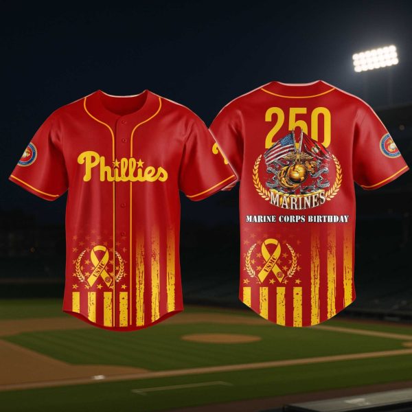 Phillies U.S. Marine Corps 250th Birthday Tribute Jersey 2025