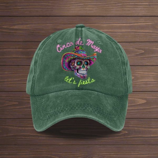 Cinco De Mayo Let's Fiesta Skull Sombrero Baseball Cap
