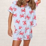 Crab Stripe Silky Satin Pajama Set