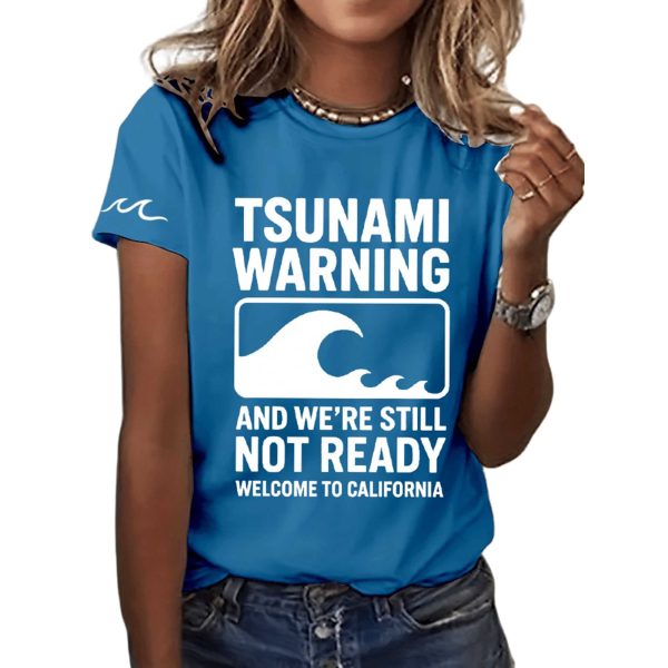 Tsunami Warning California Crew Neck T Shirt 1