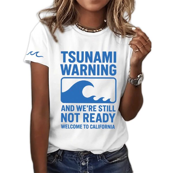 Tsunami Warning California Crew Neck T Shirt 3
