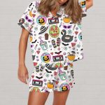 Summerween Halloween Spooky Silky Satin Pajama Set