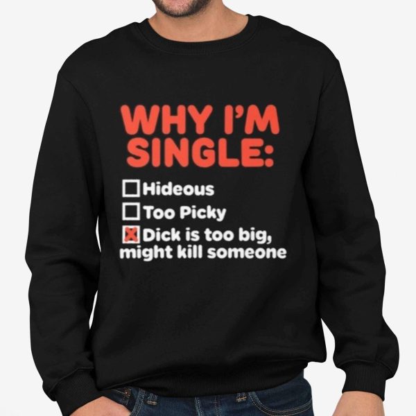 Why I'm Single Hideous Too Picky Dick Is Too Big, Might Kill Someone Shirt