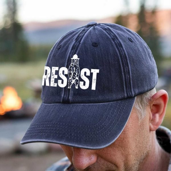 Resist Bear Print Baseball Cap