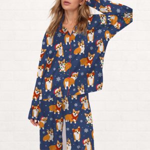 Corgi Christmas Silky Satin Pajama Set 1
