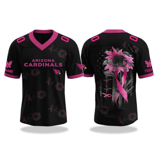 Arizona Cardinals Breast Cancer Awareness Month V neck Short Sleeve Jersey 2025 1