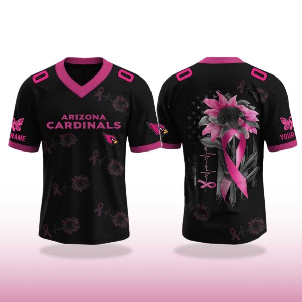 Arizona Cardinals Breast Cancer Awareness Month V neck Short Sleeve Jersey 2025 2