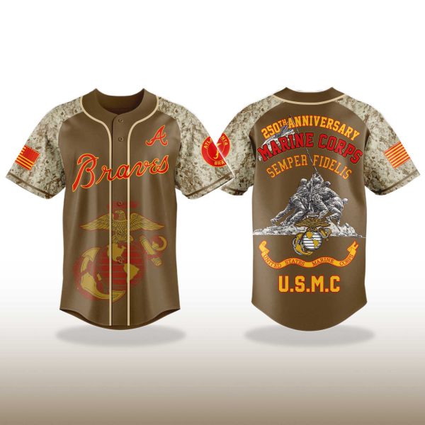 Atlanta Braves Baseball USMC 250TH Birthday Celebration Jersey 2025 2