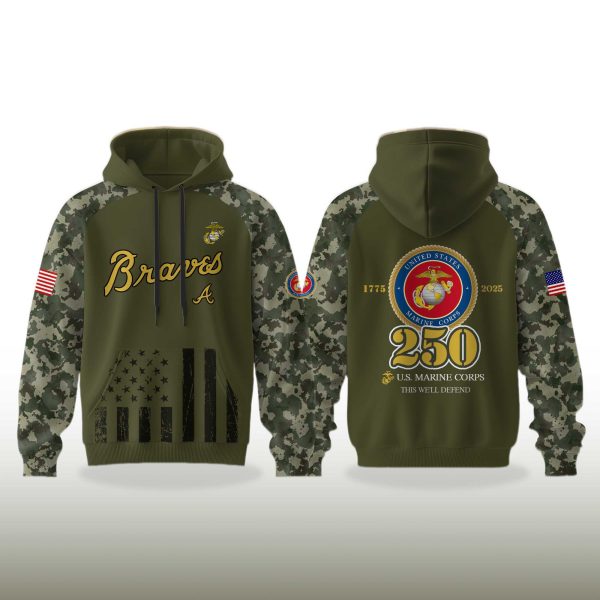 Atlanta Braves US Marine Corps 250th Anniversary Hoodie 2025 2
