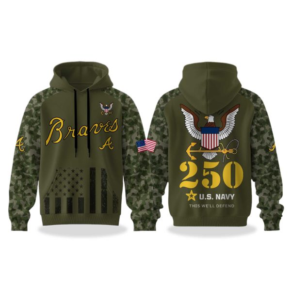 Atlanta Braves US Navy 250th Birthday Celebration Hoodie 2025 1