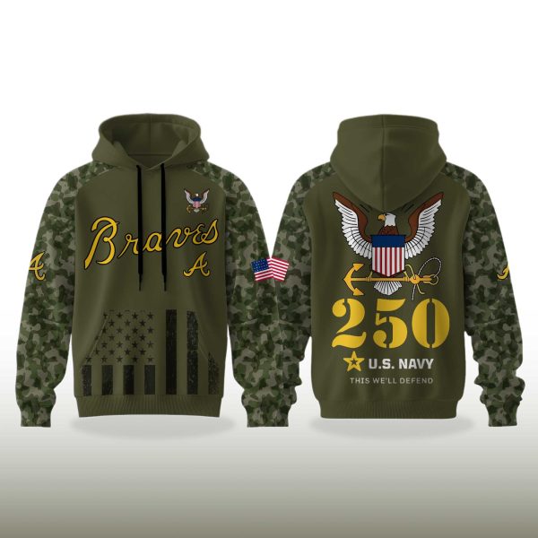 Atlanta Braves US Navy 250th Birthday Celebration Hoodie 2025 2
