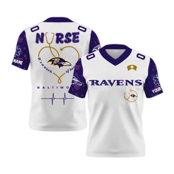 Baltimore Ravens Nurses Night V neck Short Sleeve Jersey 2025 1