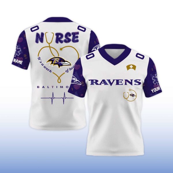 Baltimore Ravens Nurses Night V neck Short Sleeve Jersey 2025 2