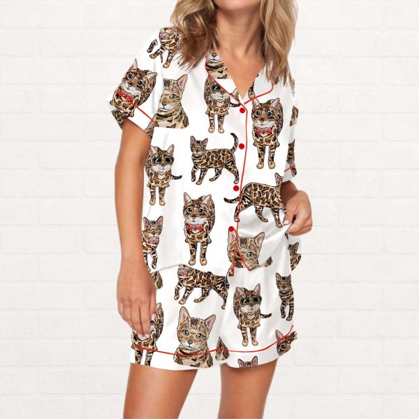 Bengal Cat Silky Satin Pajama Set