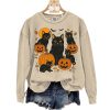 Black Cat Pumpkin Print Sweatshirt 2