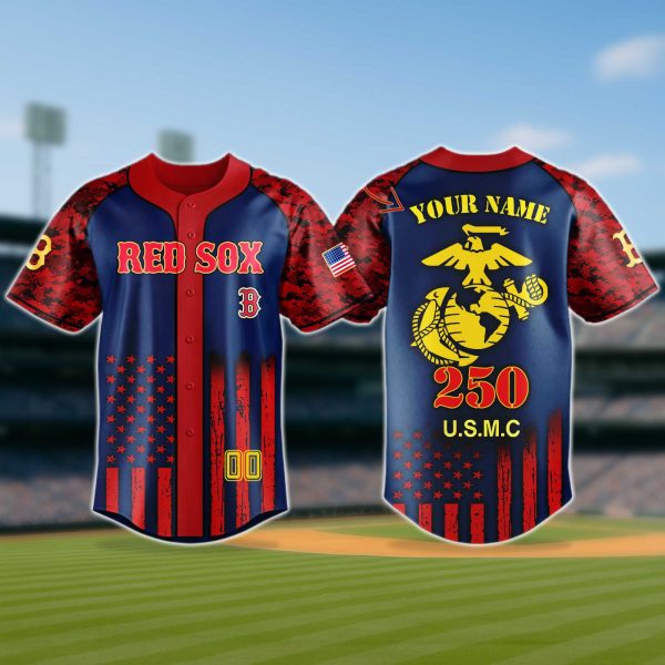 Boston Red Sox US Marine Corps Patriotic 250 Years Tribute Jersey 2025 2