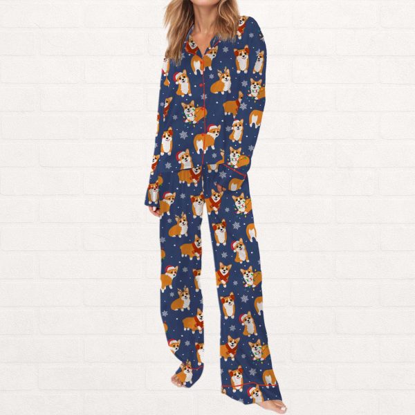 Corgi Christmas Silky Satin Pajama Set 2