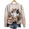 Cute Ghost With A Bow Round Neck Sweatshirt 2