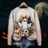 Cute Ghost With A Bow Round Neck Sweatshirt 3