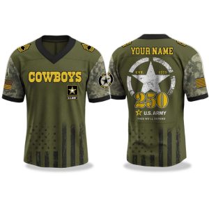 Dallas Cowboys US Army 250th Birthday V neck Short Sleeve Jersey 2025 1