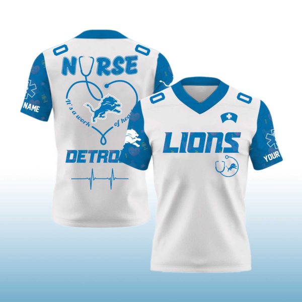 Detroit Lions Nurses Night V neck Short Sleeve Jersey 2025 2