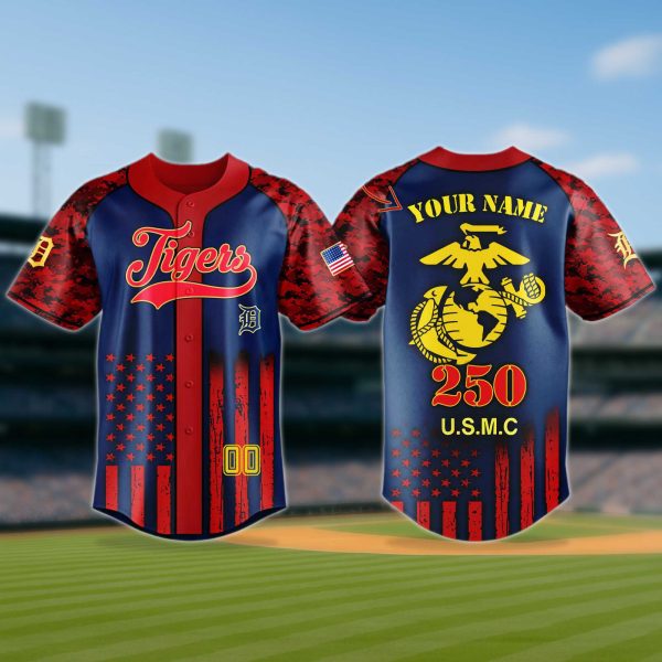 Detroit Tigers US Marine Corps Jersey Patriotic 250 Years Jersey 2025 2