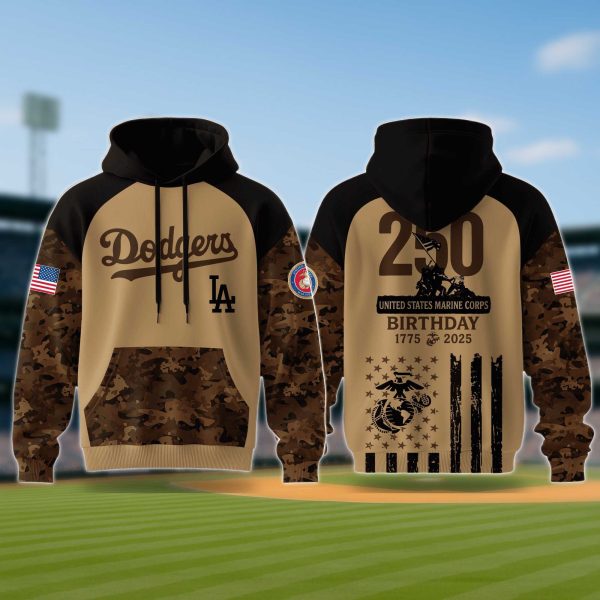 Dodgers USMC 250th Anniversary Hoodie 2025 2