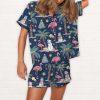 Flamingo Christmas Silky Satin Pajama Set 1