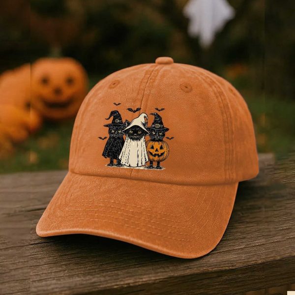 Ghost Black Cat Pumpkin Hat