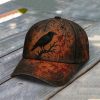 Halloween Crow Vintage Print Hat 1