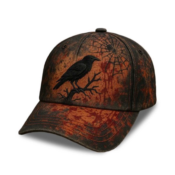 Halloween Crow Vintage Print Hat 3