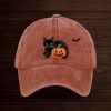 Halloween Pumpkin Black Cat Hat 1