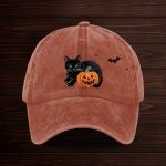 Halloween Pumpkin Black Cat Hat