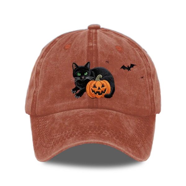 Halloween Pumpkin Black Cat Hat 3