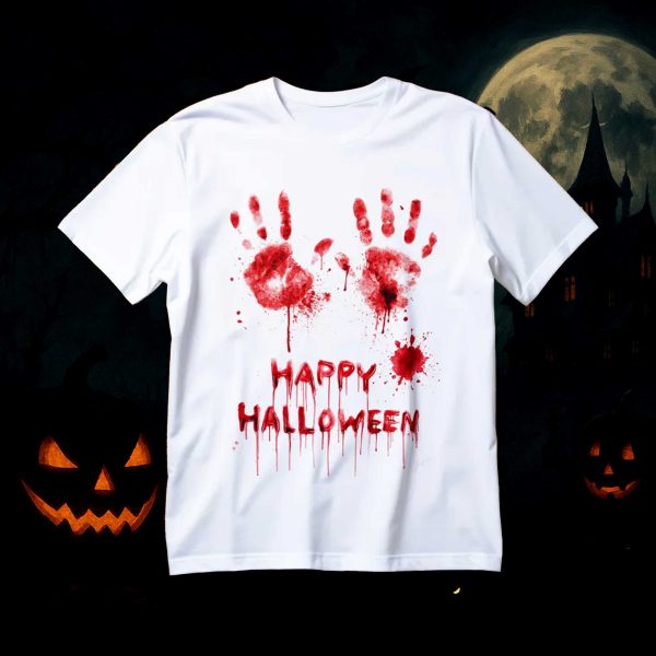 Happy Halloween Blood Handprints Shirt 1