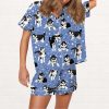 Husky And Snowflakes Silky Satin Pajama Set