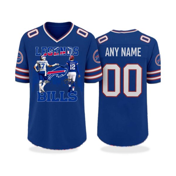 Josh Allen and Kelly Legends Bills V neck Short Sleeve Jersey 2025 1