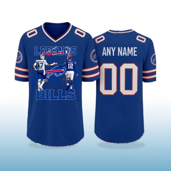 Josh Allen and Kelly Legends Bills V neck Short Sleeve Jersey 2025 2