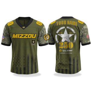 Missouri Tigers 250 US ARMY V neck Short Sleeve Jersey 2025 1