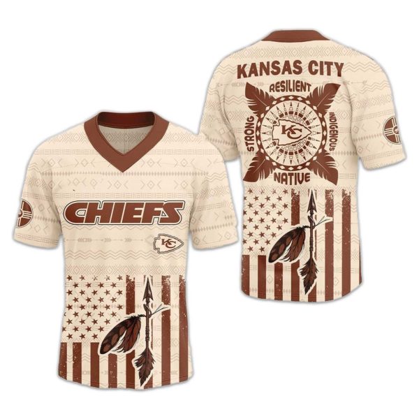 Kansas City Chiefs Native American V neck Jersey 2025 1