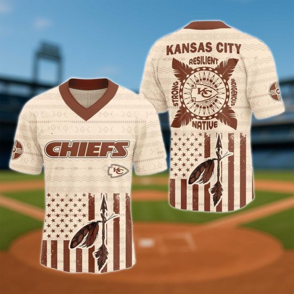 Kansas City Chiefs Native American V neck Jersey 2025 3