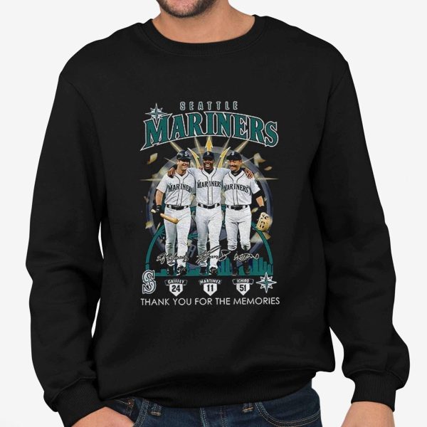 Ken Griffey Jr Edgar Martnez and Ichiro Suzuki Seattle Mariners Thank You For The Memories Shirt 1 3